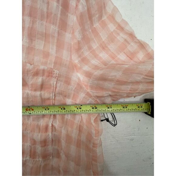 Bella Dahl NWT Semi Sheer Peach Plaid Shirt Size S - Picture 8 of 8